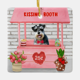 Schnauzer Dog Valentine's Day Kissing Booth Ceramic Ornament