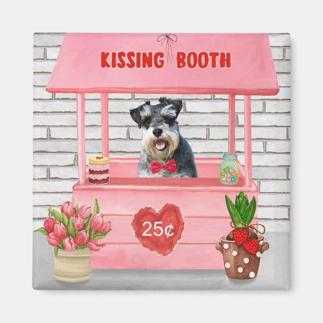 Schnauzer Dog Valentine's Day Kissing Booth Magnet (Front)
