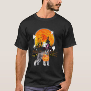 Schnauzer Dog Witch Halloween Pumpkin T-Shirt