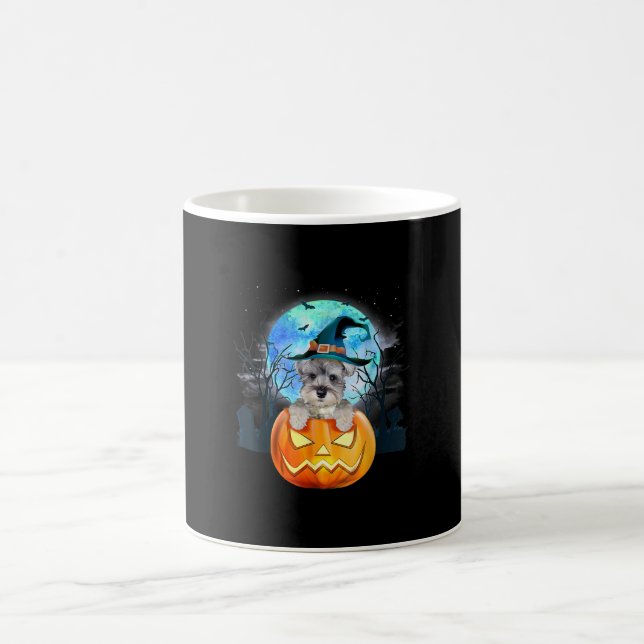 Schnauzer Dog Witch Hat Halloween Pumpkin Gift Coffee Mug (Center)