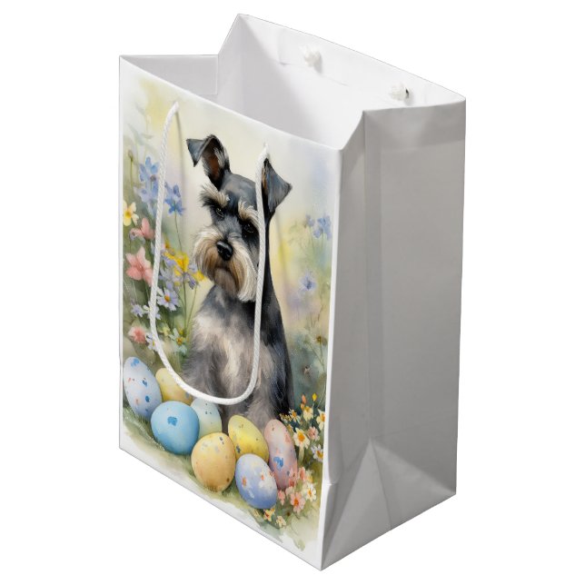 Schnauzer Dog with Easter Eggs Holiday  Medium Gift Bag (Front Angled)