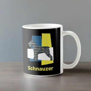 Schnauzer Dog Yellow & Black Grid Line Coffee  Coffee Mug