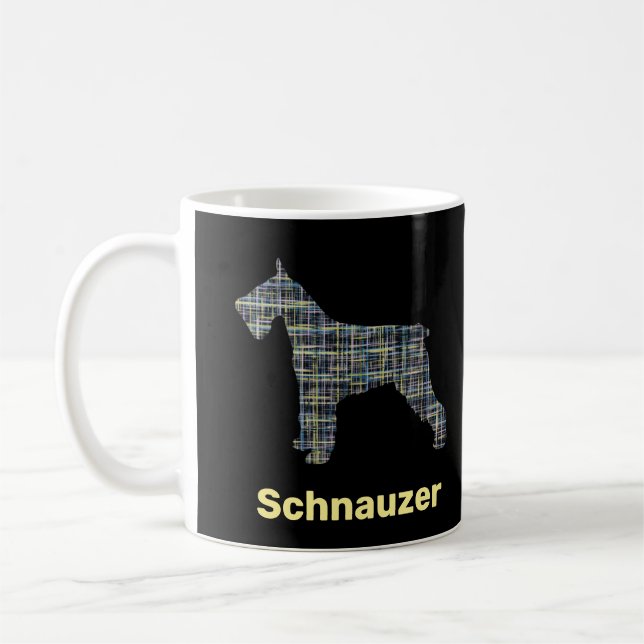 Schnauzer Dog Yellow & Black Grid Line Coffee Mug (Left)
