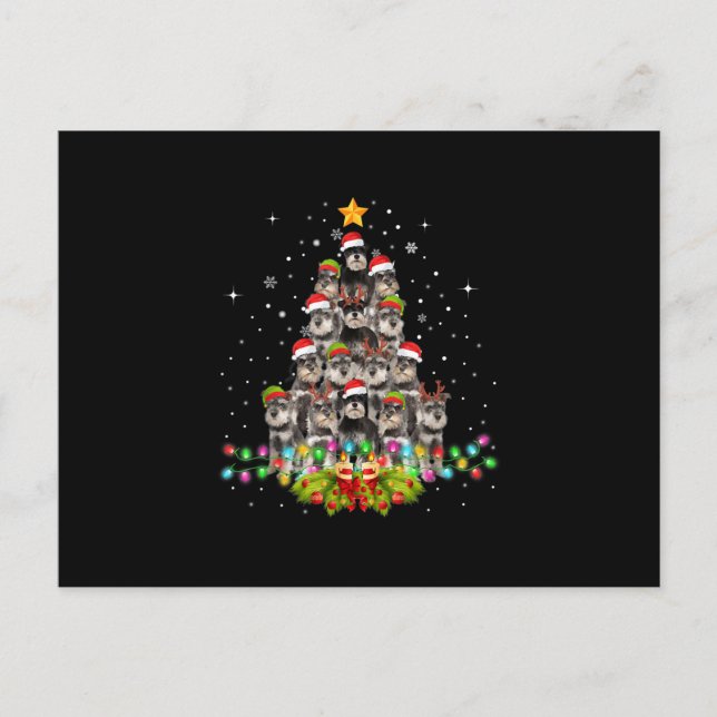 Schnauzer Dogs Tree Christmas Sweater Xmas Pet Announcement Postcard (Front)