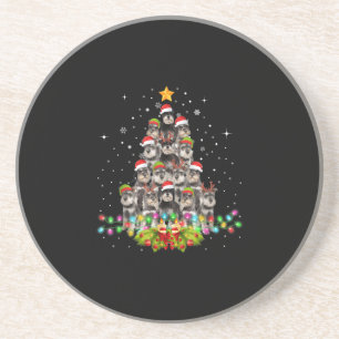 Schnauzer Dogs Tree Christmas Sweater Xmas Pet Coaster