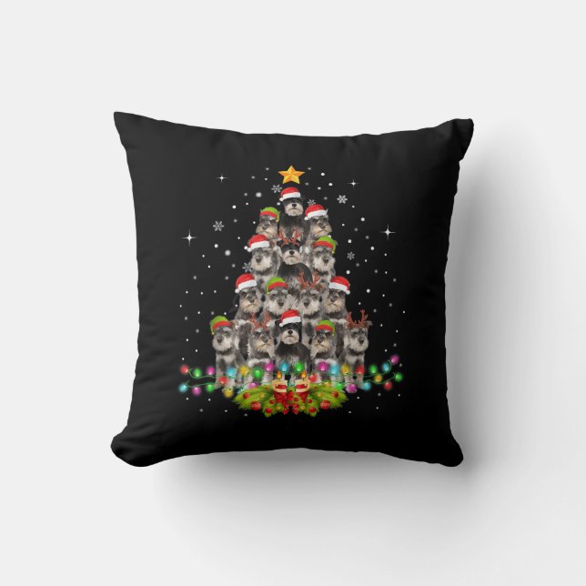 Schnauzer Dogs Tree Christmas Sweater Xmas Pet Cushion (Front)