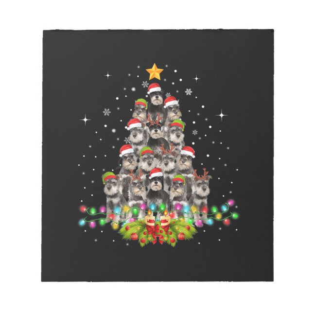 Schnauzer Dogs Tree Christmas Sweater Xmas Pet Notepad (Front)