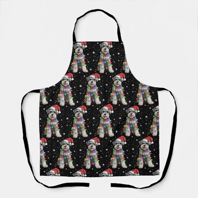 Schnauzer Dogs Tree Christmas Xmas Pet Animal Dog  Apron (Front)