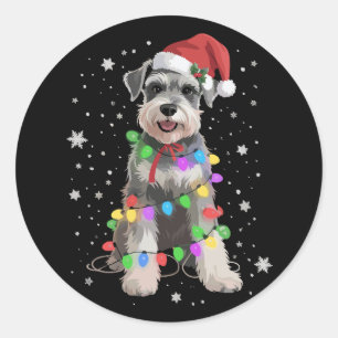 Schnauzer Dogs Tree Christmas Xmas Pet Animal Dog Classic Round Sticker