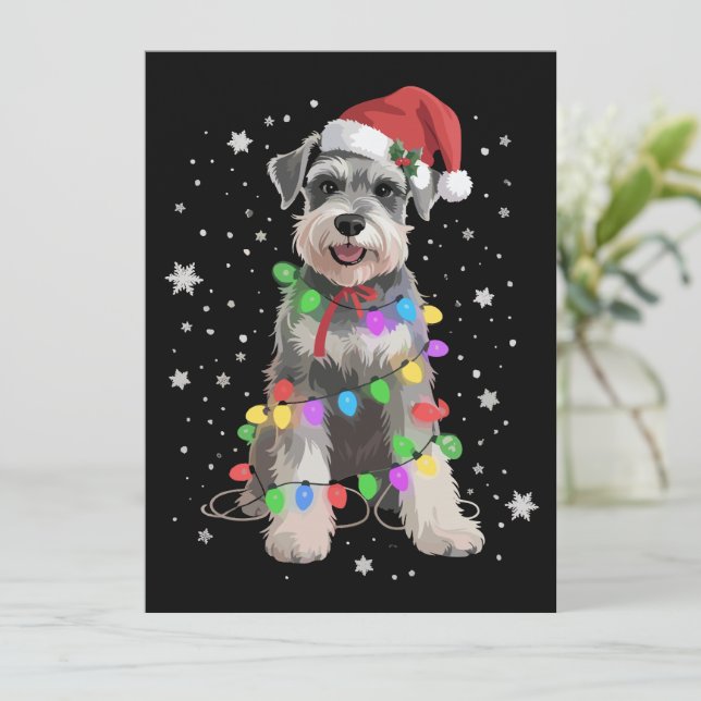 Schnauzer Dogs Tree Christmas Xmas Pet Animal Dog  Holiday Card (Standing Front)