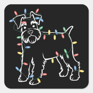 Schnauzer Dogs Tree Christmas Xmas Pet Animal Dog Square Sticker