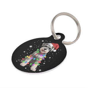 Schnauzer Dogs Tree Christmas Xmas Pet Animal Dog Tag