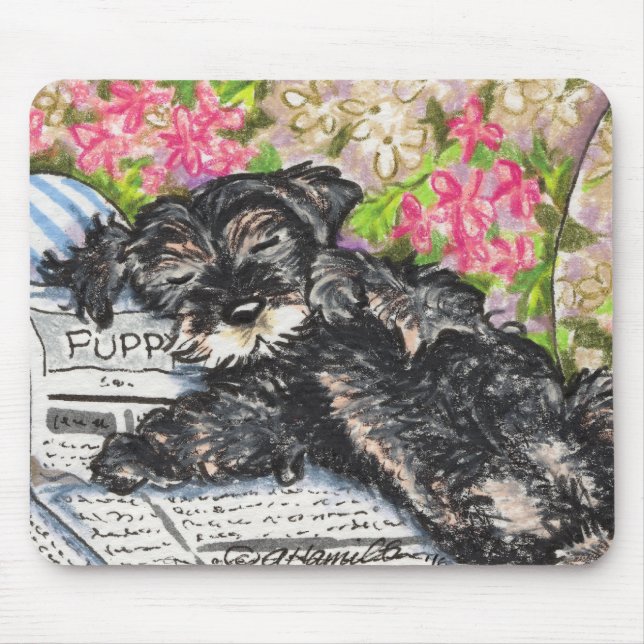 Schnauzer Dreams Print Mouse Mat (Front)