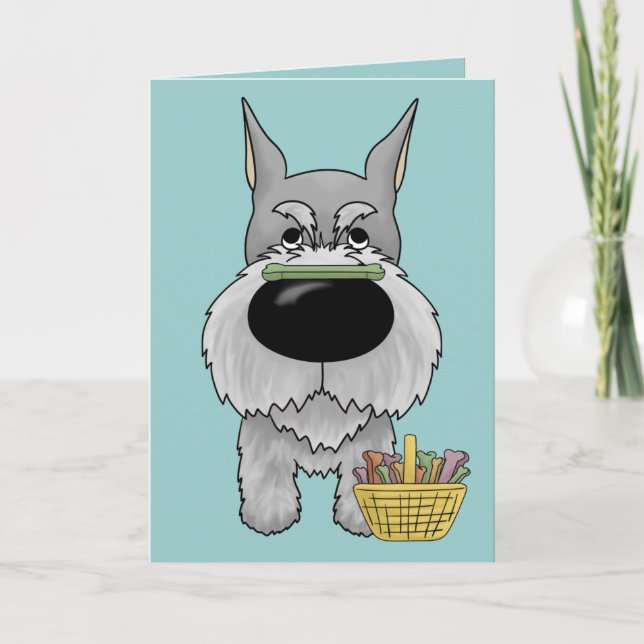 Schnauzer - Easter Bone Hunt, Anyone? Holiday Card (Front)