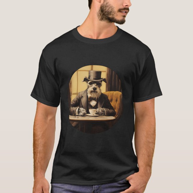 Schnauzer English Gentleman Funny Dog Victorian T-Shirt (Front)