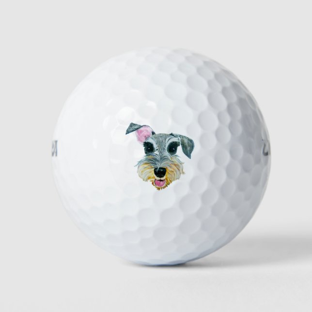 Schnauzer face dog painting golf balls (Front)