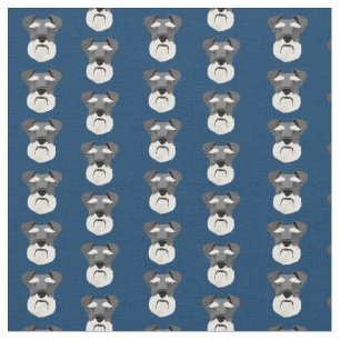 Schnauzer faces dog navy blue fabric