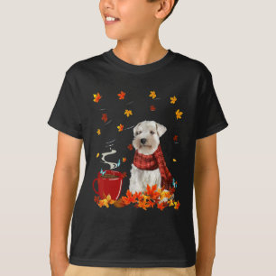 Schnauzer Fall Red Scarf Autumn Leaf For Dog Lover T-Shirt