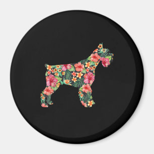 Schnauzer Flower Funny Dog Silhouette Floral Gifts Magnet