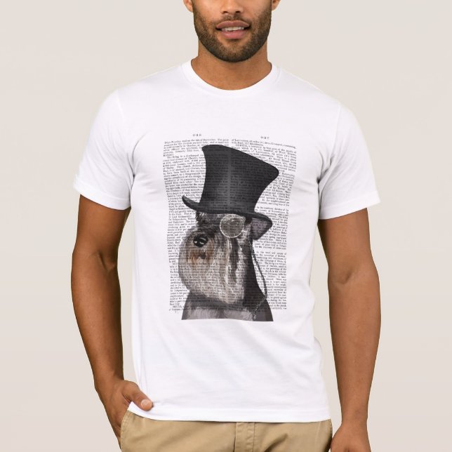 Schnauzer, Formal Hound and Hat T-Shirt (Front)