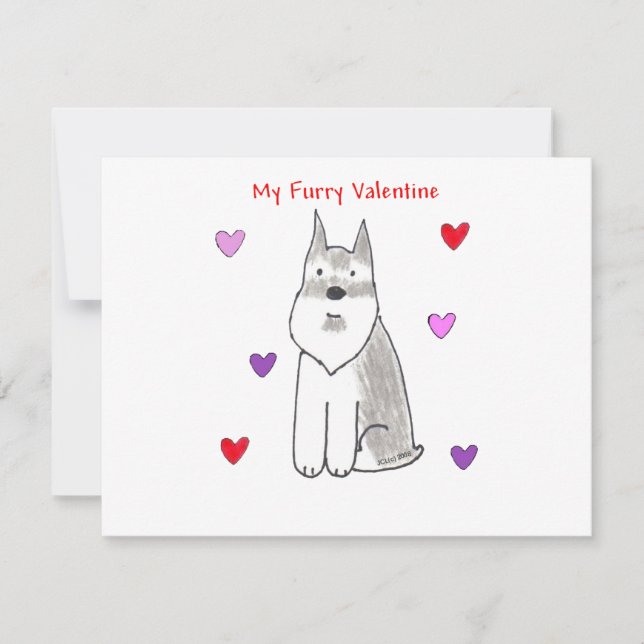 Schnauzer Furry Valentine Holiday Card (Front)