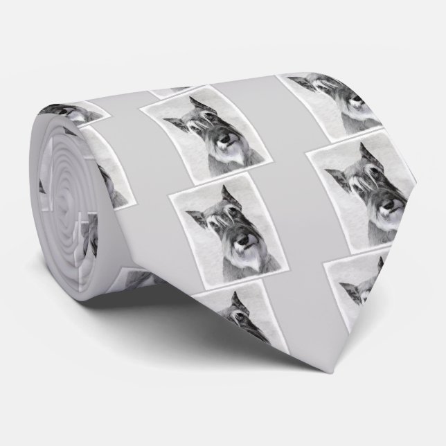 Schnauzer (Giant) - Cute Original Dog Art Tie (Rolled)