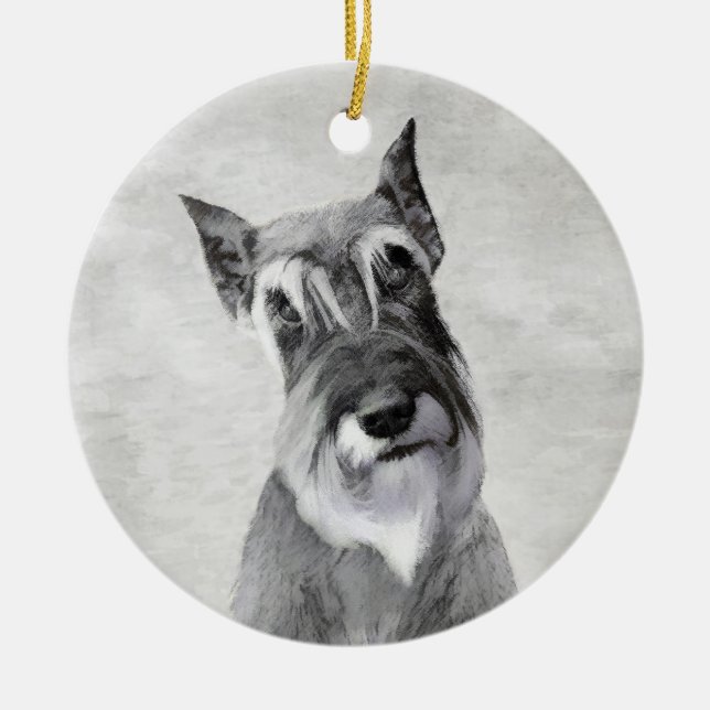 Schnauzer (Giant) Painting - Dog Art Ceramic Tree Decoration (Front)