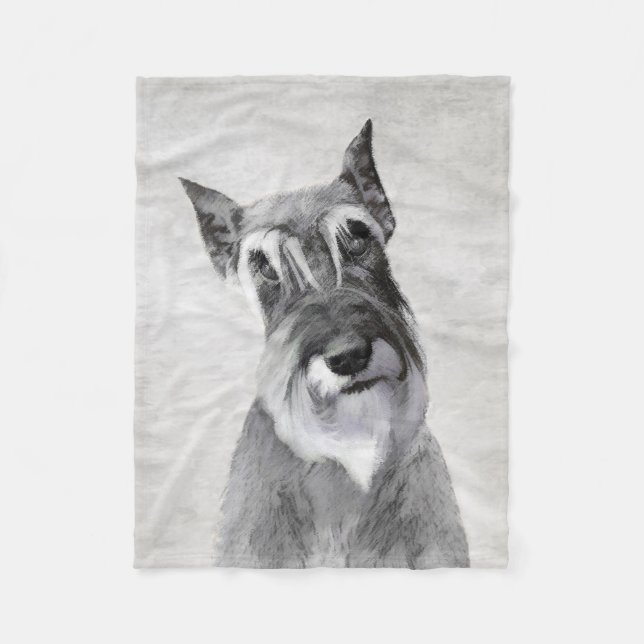Schnauzer (Giant) Painting - Dog Art Fleece Blanket (Front)