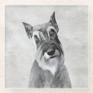 Schnauzer (Giant) Painting - Dog Art Glass Coaster