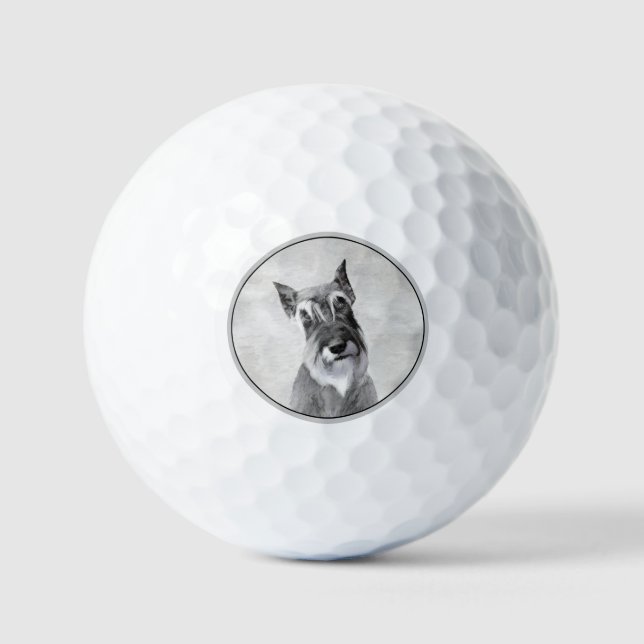 Schnauzer (Giant) Painting - Dog Art Golf Balls (Front)