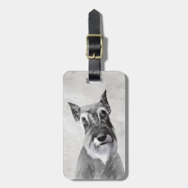Schnauzer (Giant) Painting - Dog Art Luggage Tag (Front Vertical)