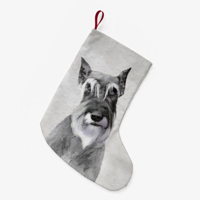 Schnauzer (Giant) Painting - Dog Art Small Christmas Stocking (Front (Hanging))
