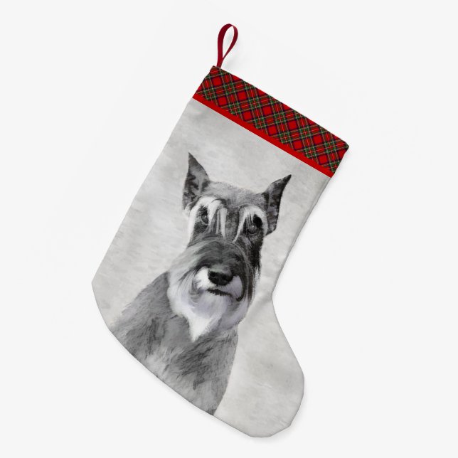 Schnauzer (Giant) Painting - Dog Art Small Christmas Stocking (Front (Hanging))