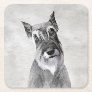 Schnauzer (Giant) Painting - Dog Art Square Paper Coaster