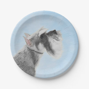 Schnauzer (Giant, Standard) 2 Painting - Dog Art Paper Plate