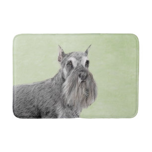 Schnauzer (Giant, Standard) Painting - Dog Art Bath Mat
