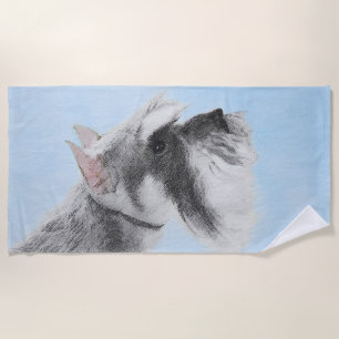 Schnauzer (Giant, Standard) Painting - Dog Art Beach Towel