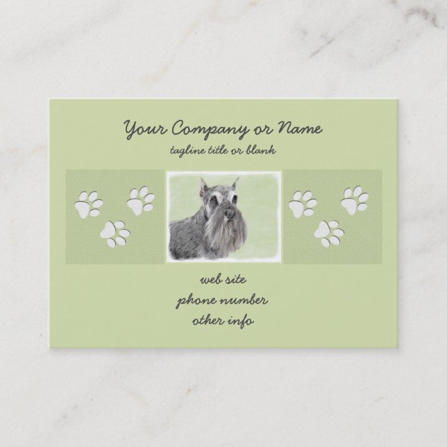 Schnauzer (Giant, Standard) Painting - Dog Art Business Card (Front)