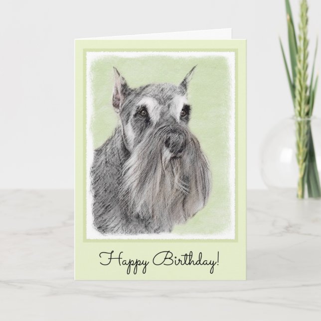 Schnauzer (Giant, Standard) Painting - Dog Art Card (Front)