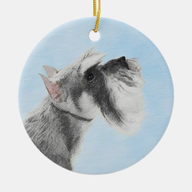 Schnauzer (Giant, Standard) Painting - Dog Art Ceramic Tree Decoration (Front)