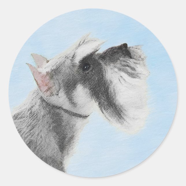 Schnauzer (Giant, Standard) Painting - Dog Art Classic Round Sticker (Front)
