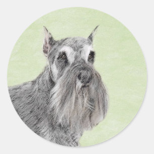 Schnauzer (Giant, Standard) Painting - Dog Art Classic Round Sticker