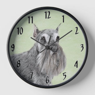 Schnauzer (Giant, Standard) Painting - Dog Art Clock