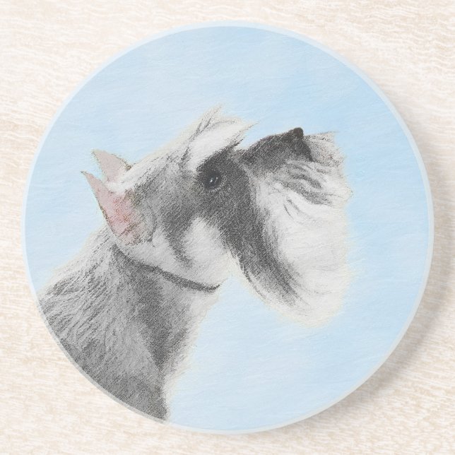 Schnauzer (Giant, Standard) Painting - Dog Art Coaster (Front)