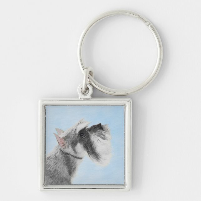 Schnauzer (Giant, Standard) Painting - Dog Art Key Ring (Front)