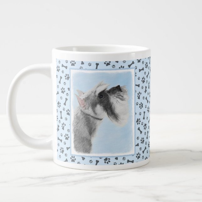 Schnauzer (Giant, Standard) Painting - Dog Art Large Coffee Mug (Left)