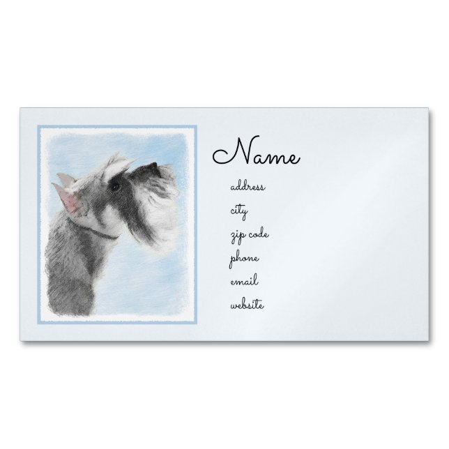Schnauzer (Giant, Standard) Painting - Dog Art Magnetic Business Card (Front)