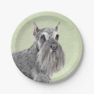 Schnauzer (Giant, Standard) Painting - Dog Art Paper Plate