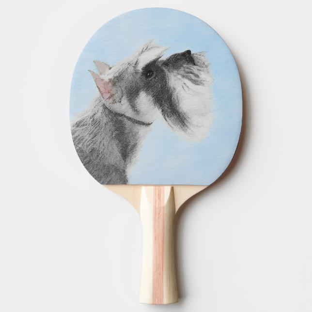 Schnauzer (Giant, Standard) Painting - Dog Art Ping Pong Paddle (Front)