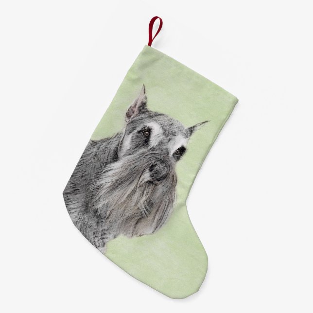 Schnauzer (Giant, Standard) Painting - Dog Art Small Christmas Stocking (Front (Hanging))